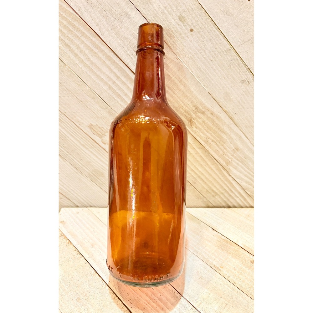 Vintage Amber Glass Liquor Bottle 4/5‎ Quart